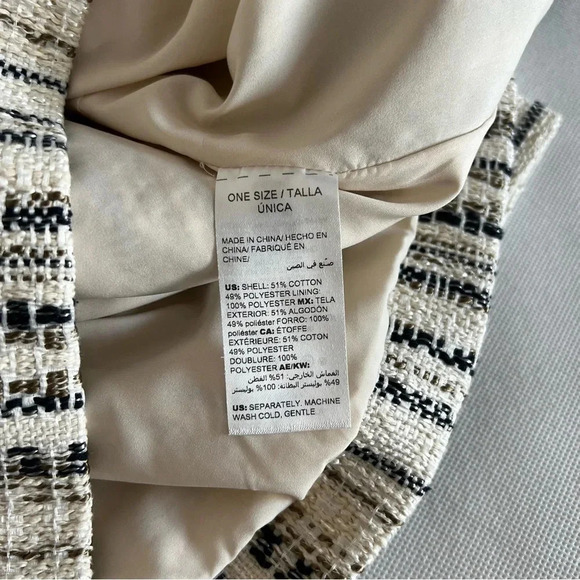 Chico’s Tweed Jacket Size 3 (16-18) Stripped Blazer Zip Closure Side Pockets - Picture 14 of 16